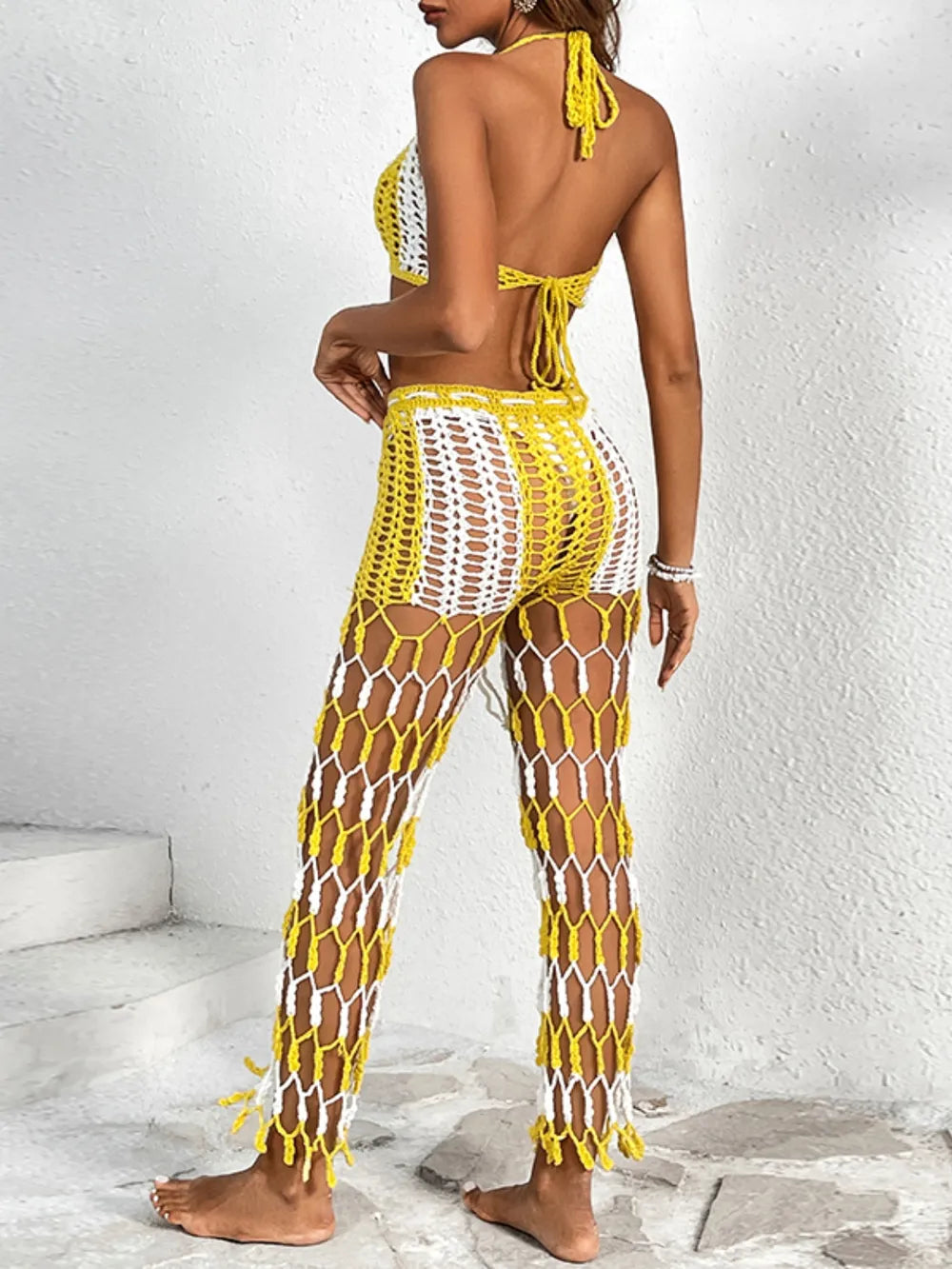 Fashorio Cutout Halter Neck Top and Pants Two-Piece Swim Set