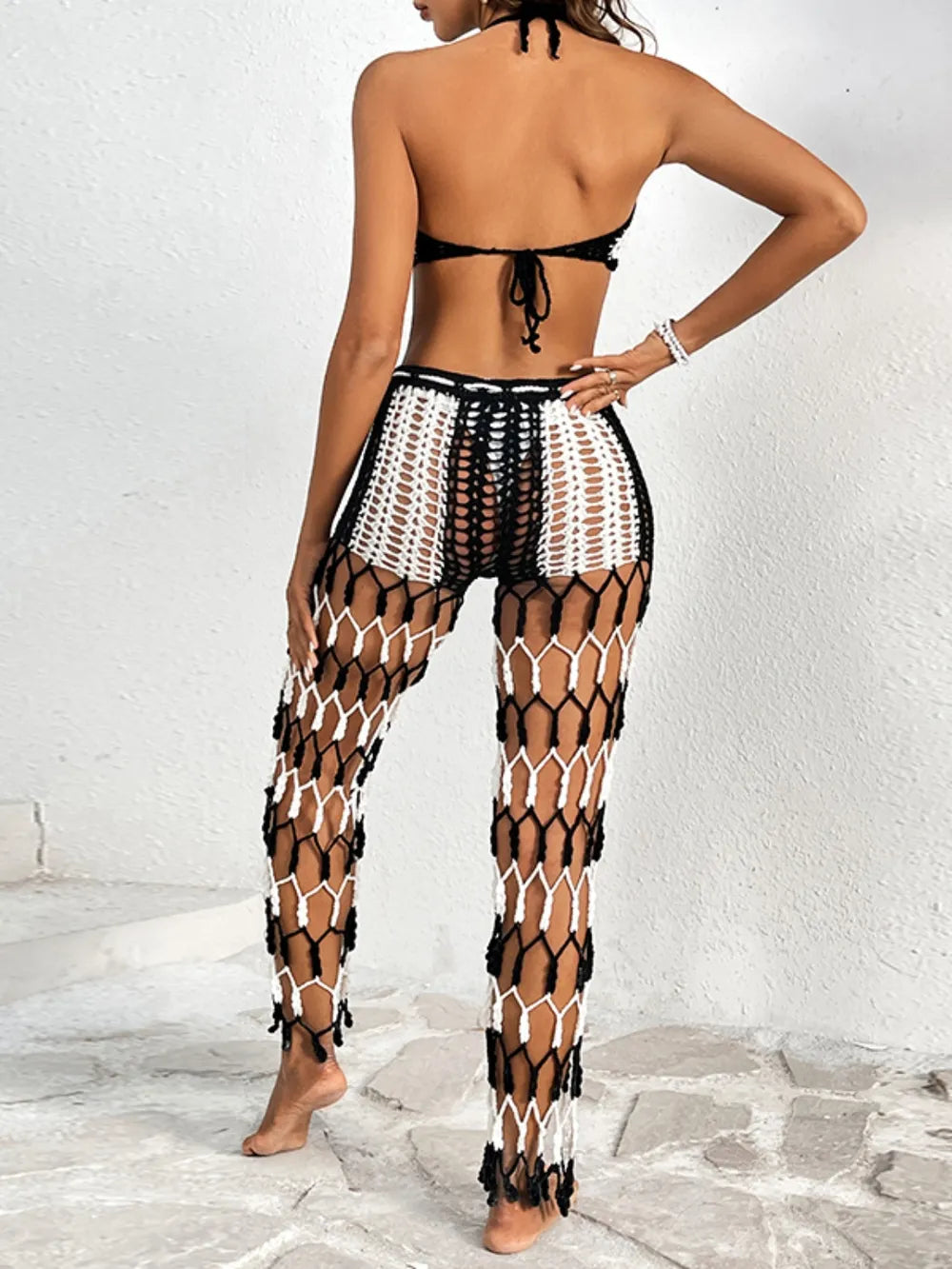 Fashorio Cutout Halter Neck Top and Pants Two-Piece Swim Set