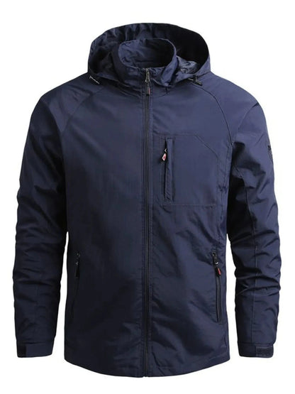 Men's Plus Size Tactical Hooded Softshell Jacket Dark Blue - Fashorio