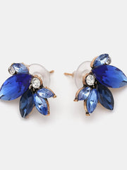 Fashorio Dark Blue / One Size Alloy Rhinestone Flower Stud Earrings