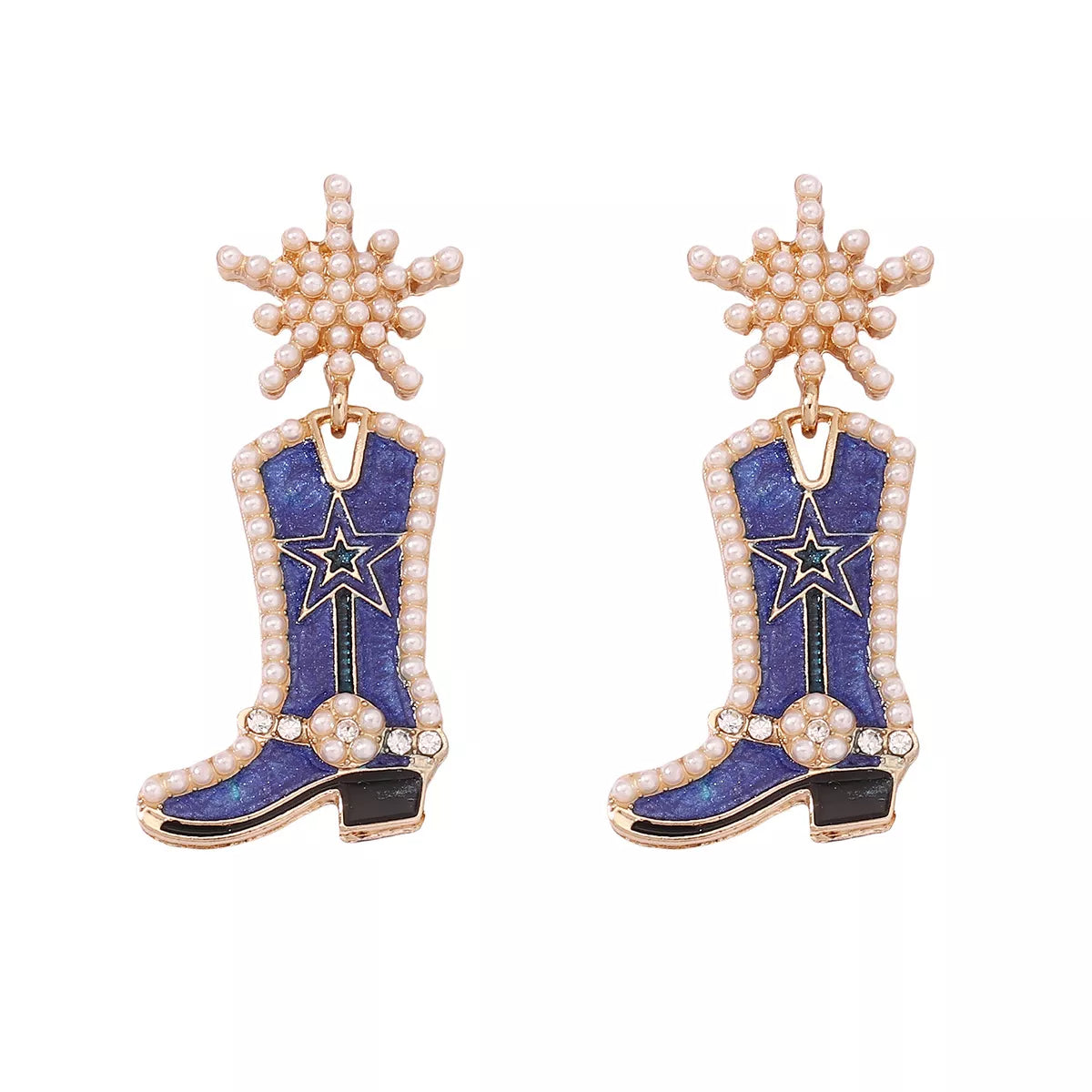 Fashorio Dark Blue / onesize Cowgirl Boot Dangle Earrings