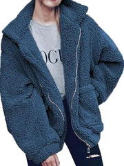 Fashorio Dark Blue / S Full Size Cozy Fleece Zip Up Jacket Plus Size