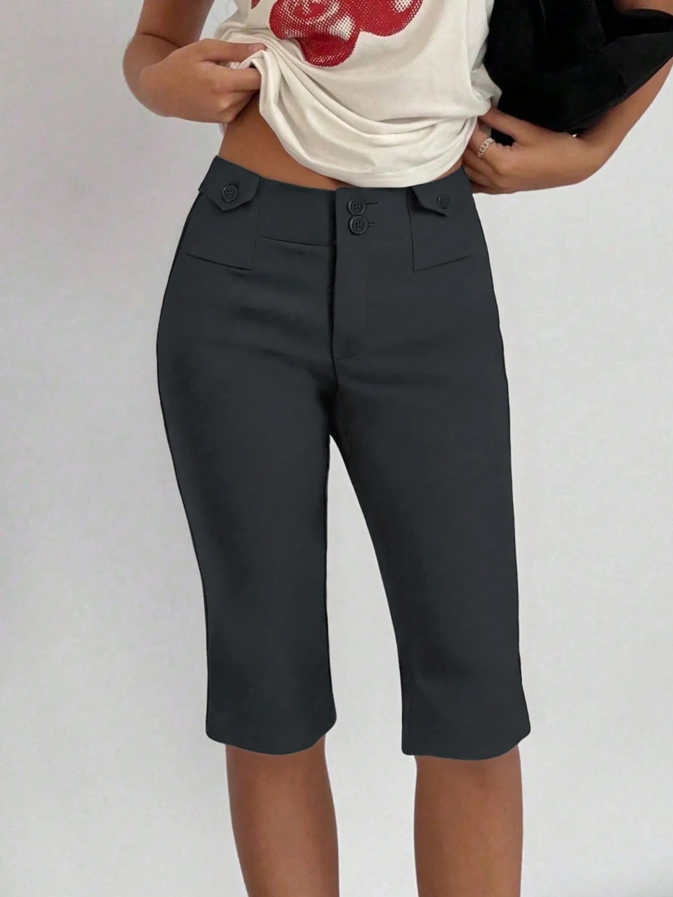Fashorio Dark Gray / S High-Waisted Shorts