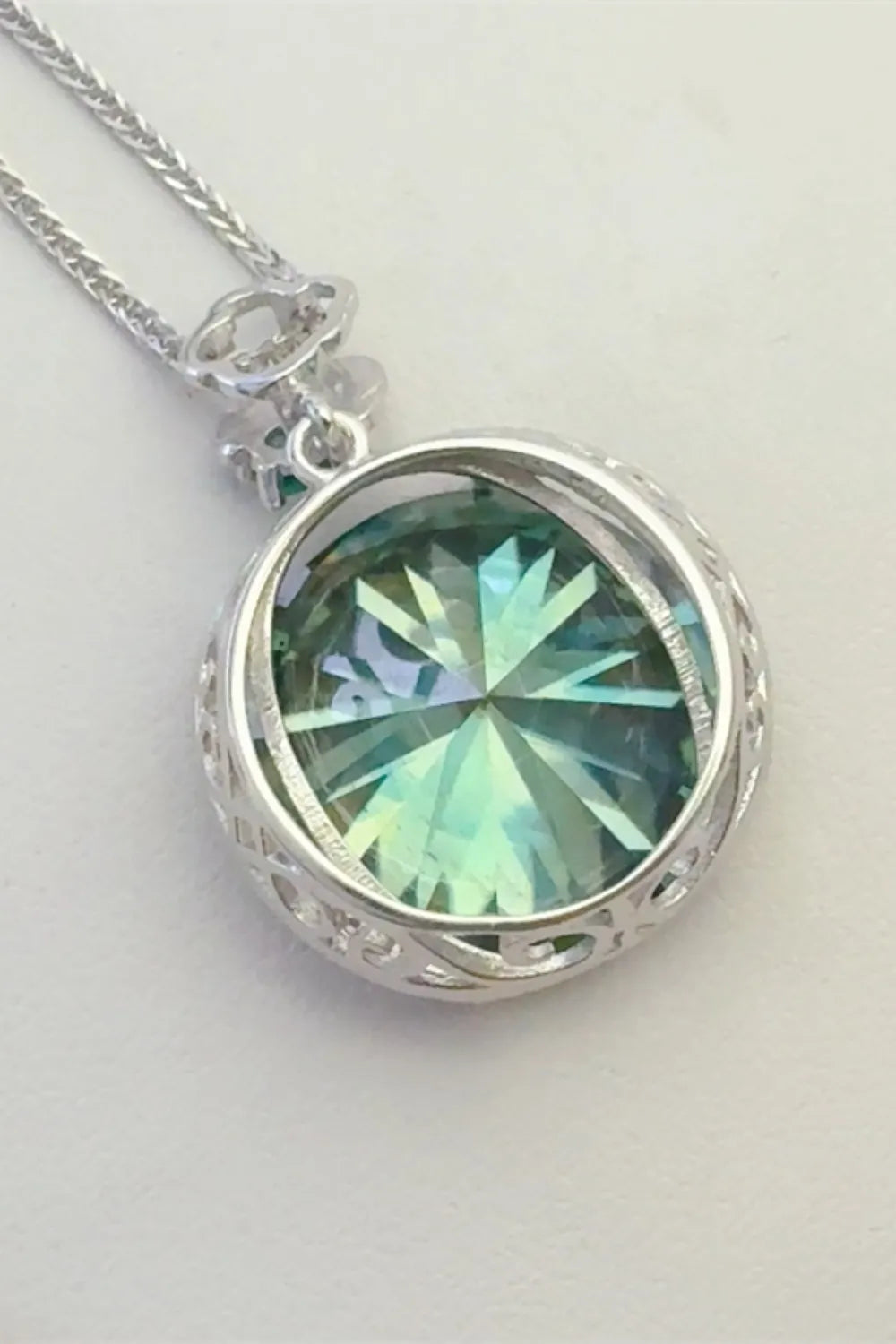 Fashorio Dark Green / One Size 20 Carat Moissanite 925 Sterling Silver Pendant Necklace