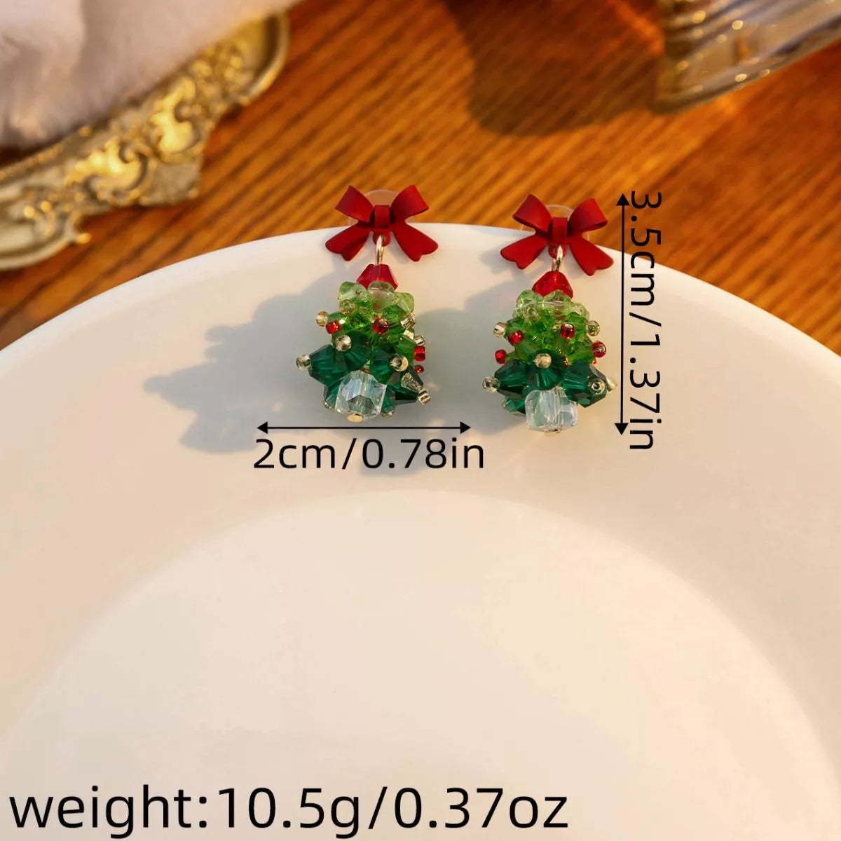 Fashorio Dark Green / onesize Christmas Tree Bowknot Dangle Earrings