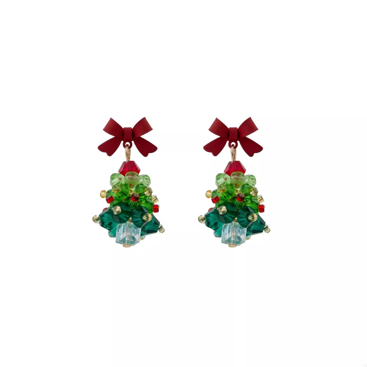 Fashorio Dark Green / onesize Christmas Tree Bowknot Dangle Earrings