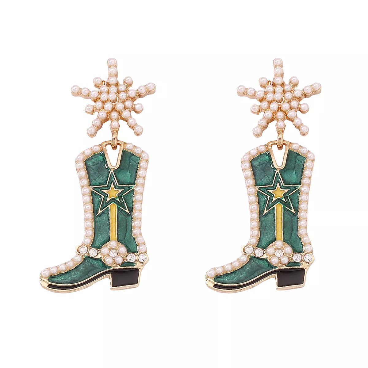 Fashorio Dark Green / onesize Cowgirl Boot Dangle Earrings