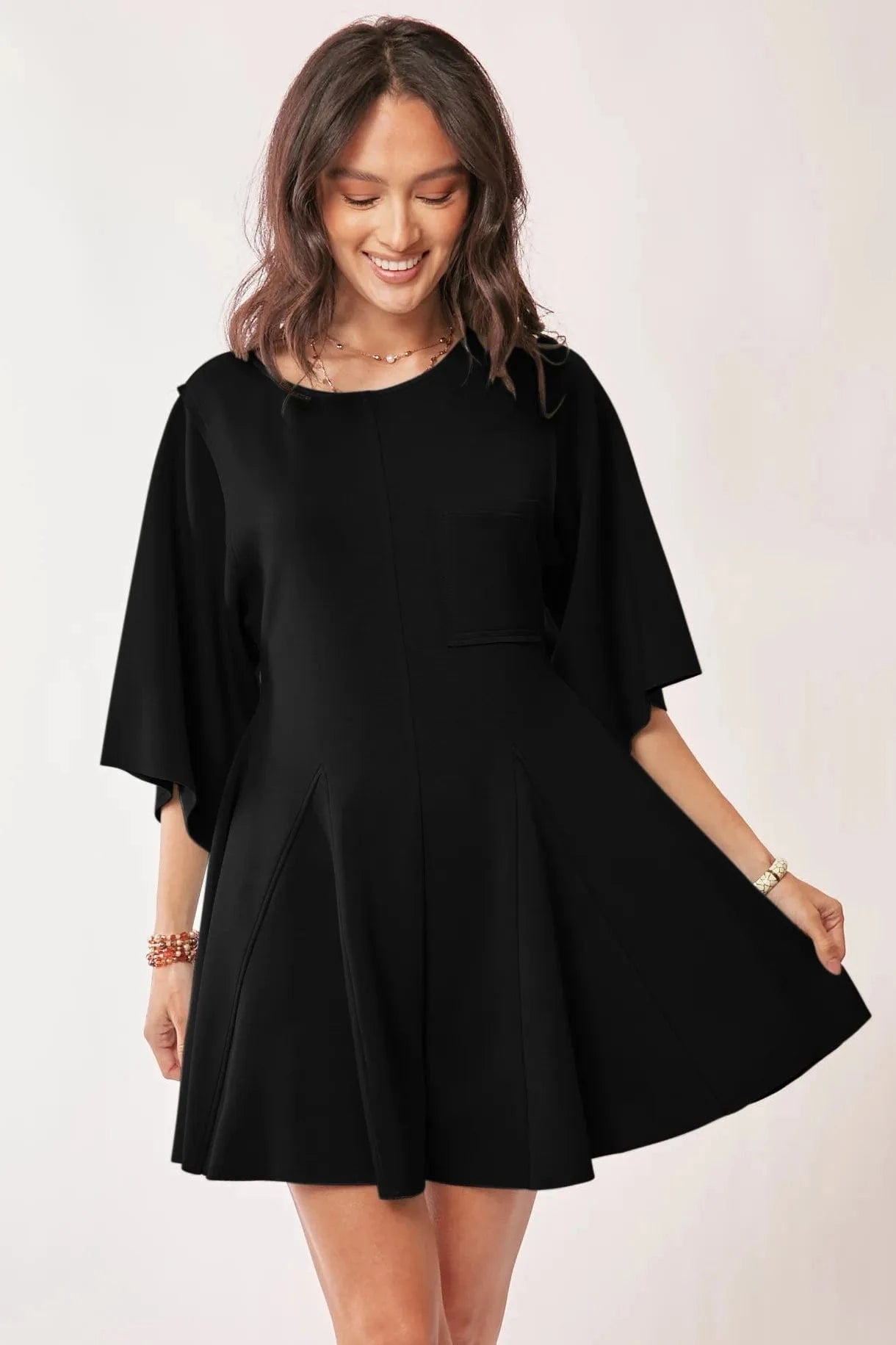 Davi & Dani Solid Draped Sleeve Ties Back Skort Romper - Fashorio