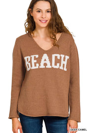 Fashorio DEEP CAMEL / S Zenana Beach V Neck Sweater