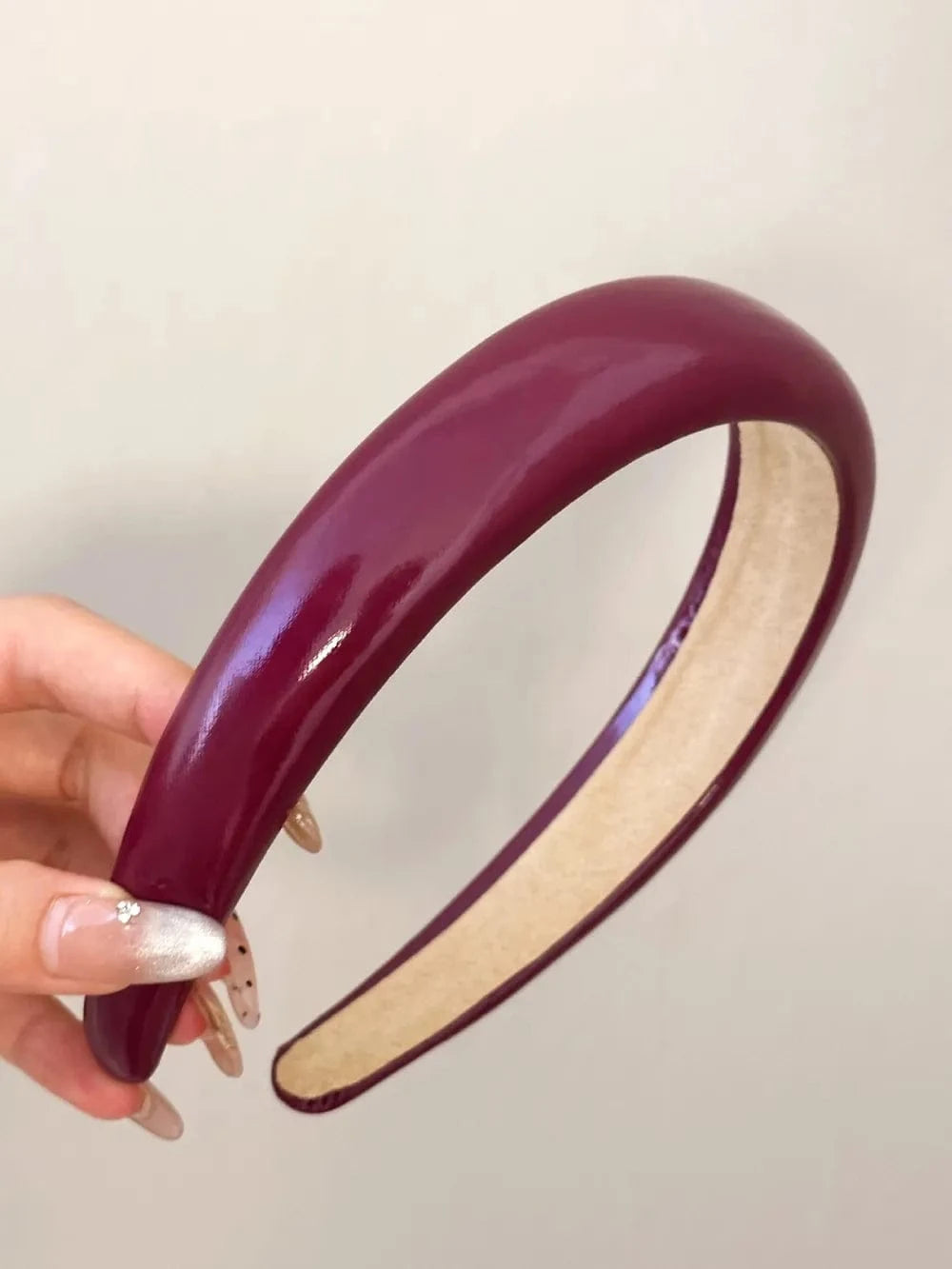 Fashorio Deep Purple / One Size PU Leather Wide Headband