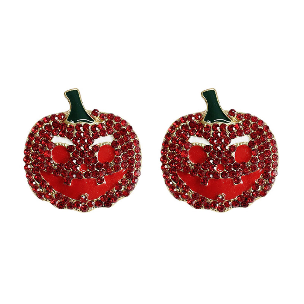 Fashorio Deep Red / One Size Demon Pumpkin Rhinestone Alloy Earrings