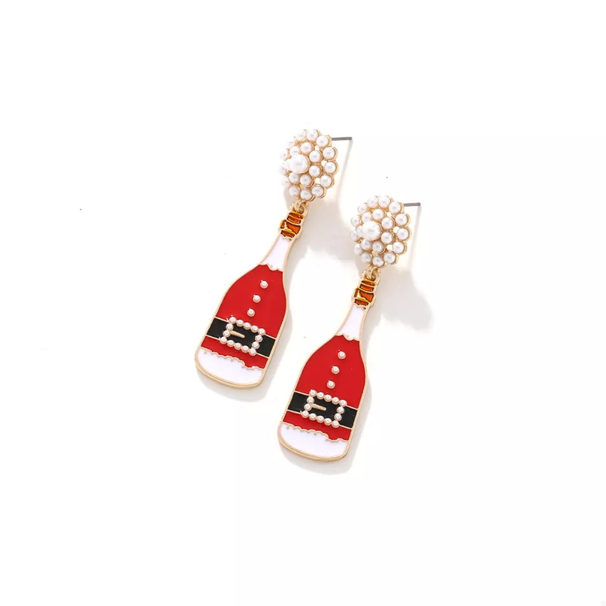 Fashorio Deep Red / onesize Christmas Champagne Bottle Drop Earrings