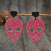 Fashorio Deep Rose / One Size Acrylic Skeleton & Heart Earrings