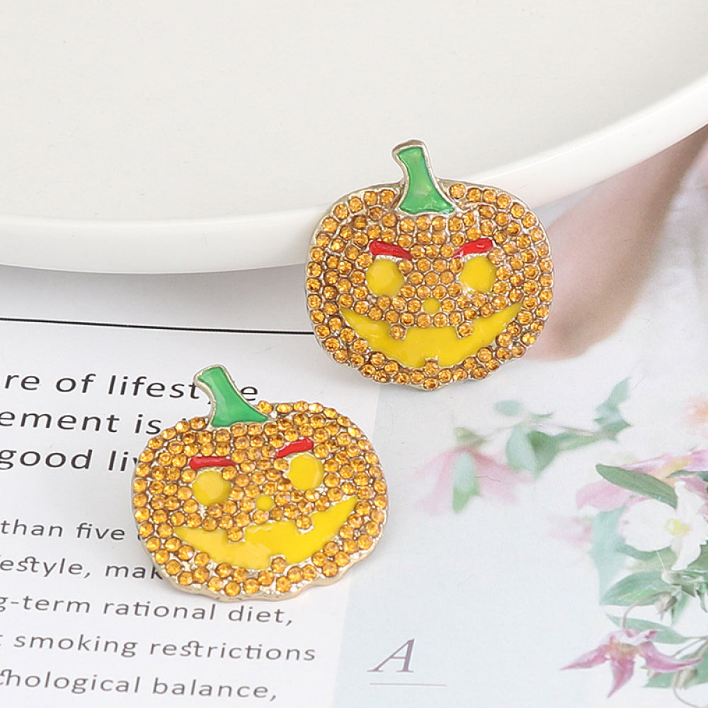 Fashorio Demon Pumpkin Rhinestone Alloy Earrings