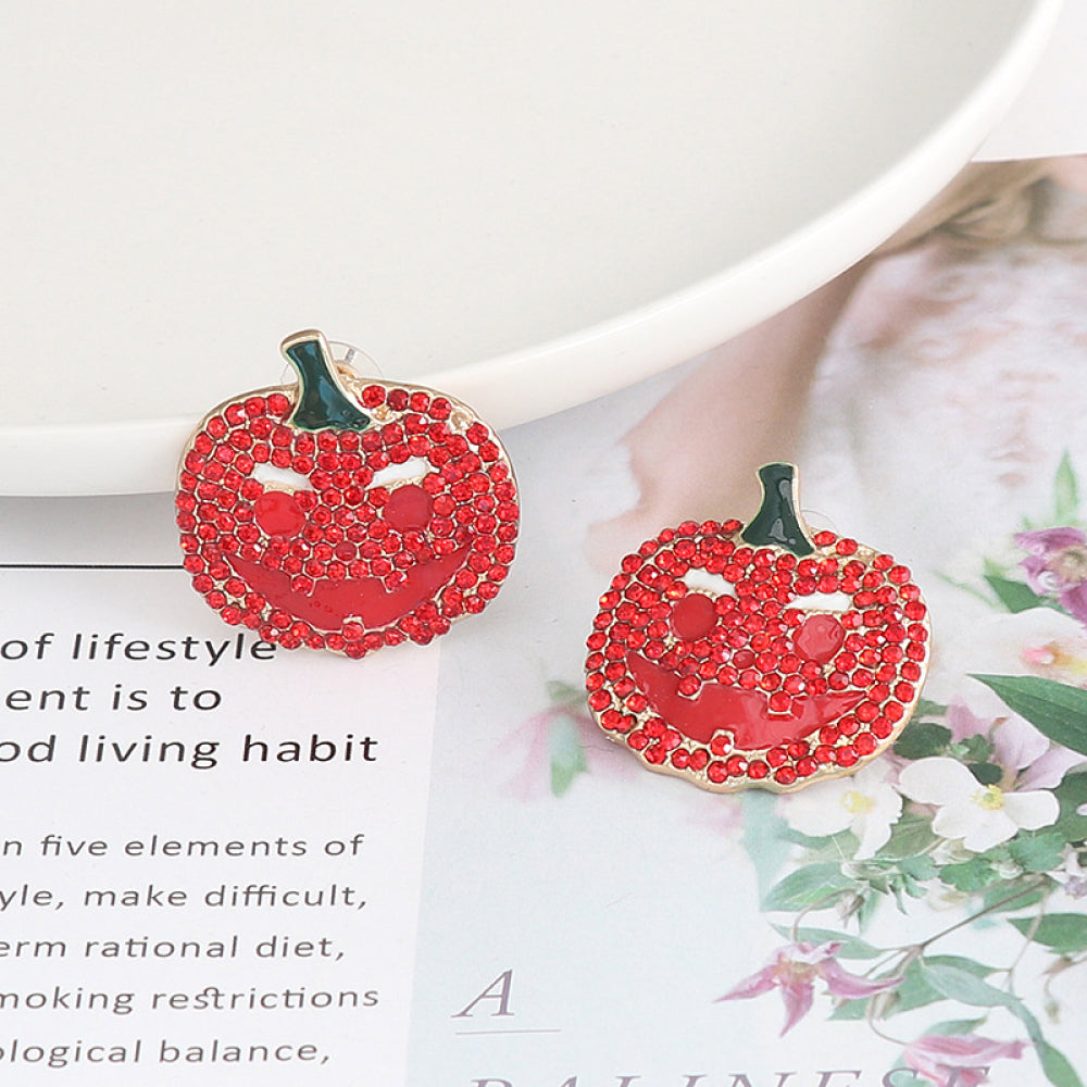 Fashorio Demon Pumpkin Rhinestone Alloy Earrings