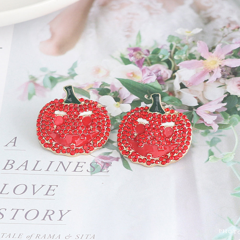 Fashorio Demon Pumpkin Rhinestone Alloy Earrings