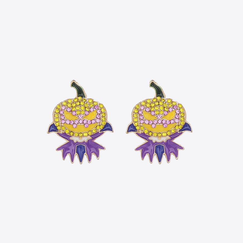Fashorio Demon Pumpkin Rhinestone Alloy Earrings