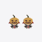 Fashorio Demon Pumpkin Rhinestone Alloy Earrings