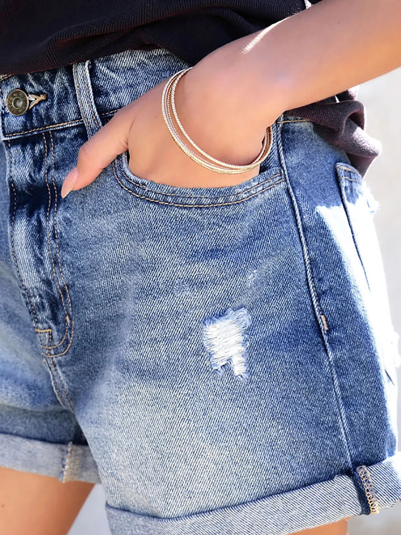 Fashorio Distressed Denim Shorts