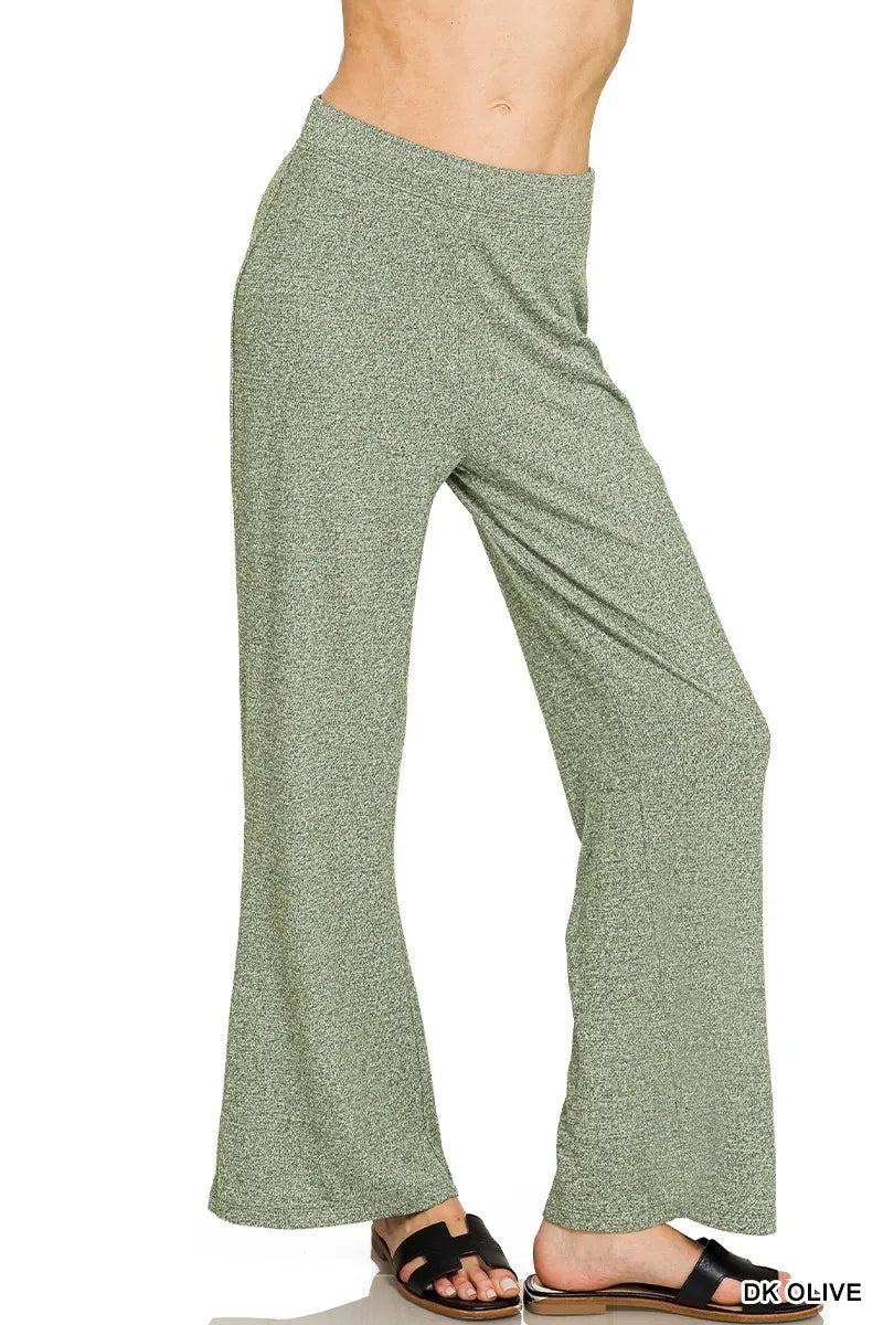 Fashorio DK OLIVE / S Zenana Soft Elastic Waisted Flare Pants