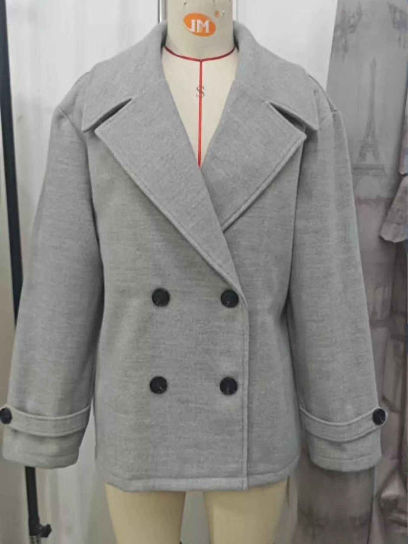 Fashorio Double-Breasted Wool Blend Casual Jacket