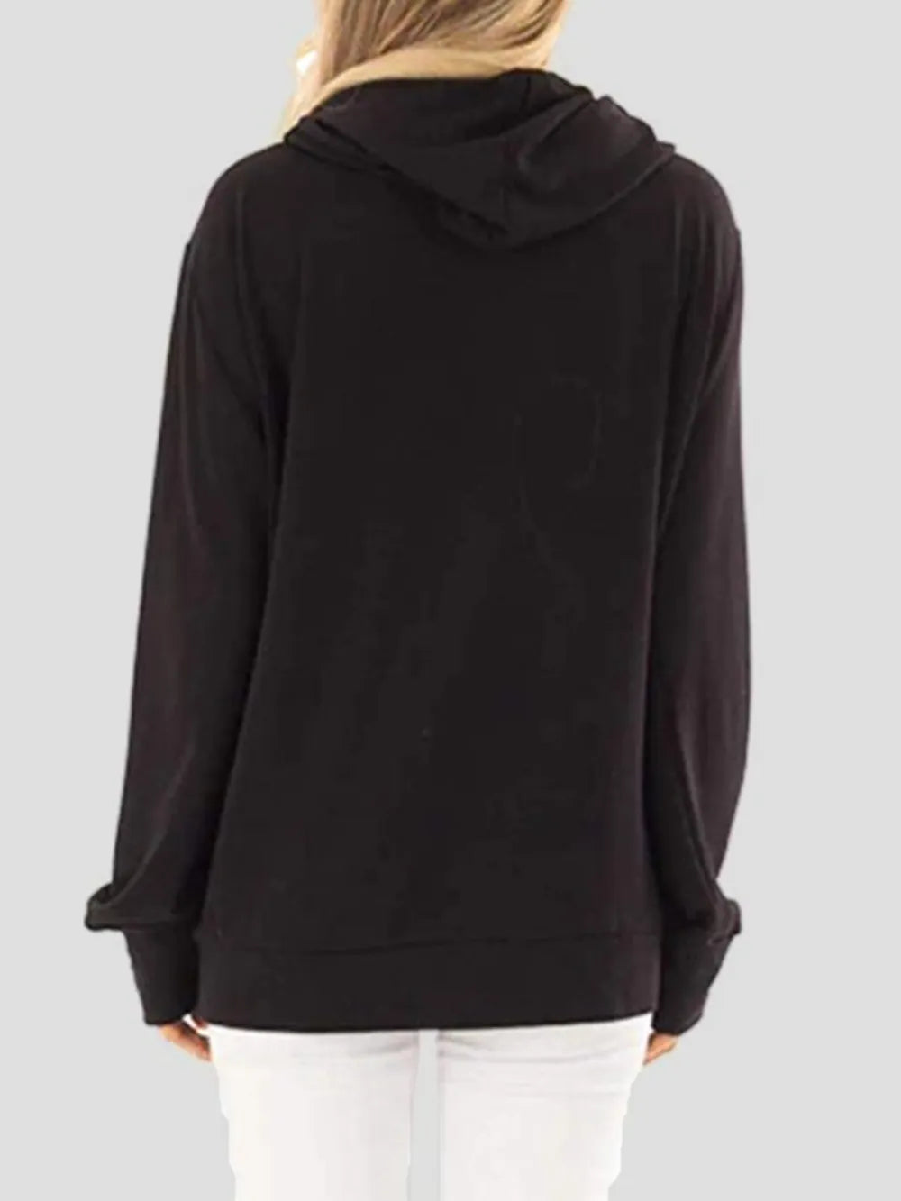 Fashorio Drawstring Letter Graphic Long Sleeve Hoodie