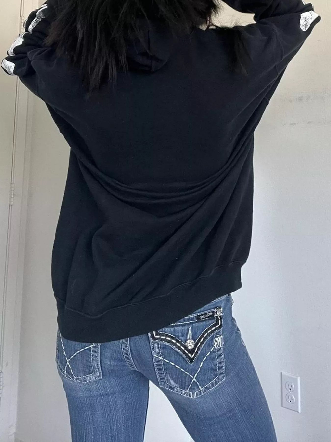 Fashorio Drawstring Skeleton Long Sleeve Hoodie