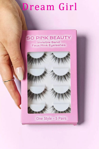 SO PINK BEAUTY Faux Mink Eyelashes 5 Pairs Dream Girl One Size - Fashorio