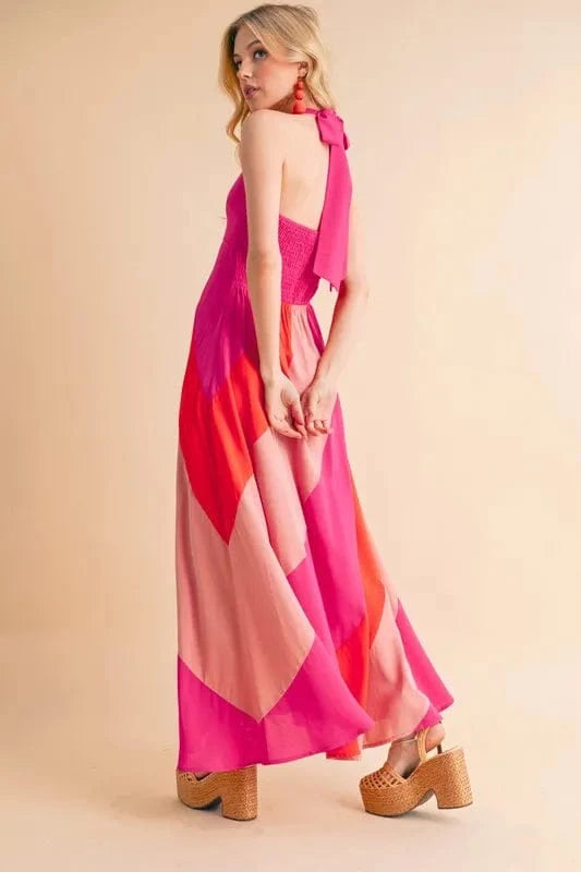 Aemi+Co Color Block Sleeveless Maxi Dress - Fashorio