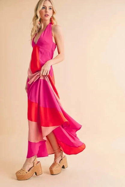 Aemi+Co Color Block Sleeveless Maxi Dress - Fashorio