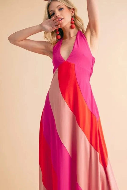 Aemi+Co Color Block Sleeveless Maxi Dress - Fashorio