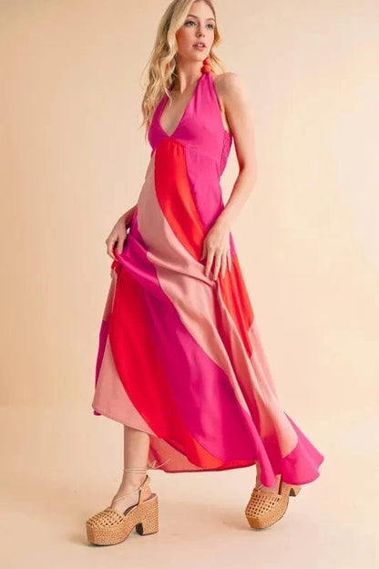 Aemi+Co Color Block Sleeveless Maxi Dress - Fashorio