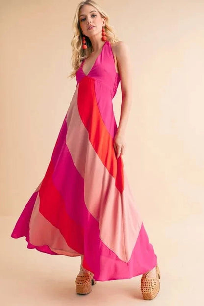 Aemi+Co Color Block Sleeveless Maxi Dress - Fashorio