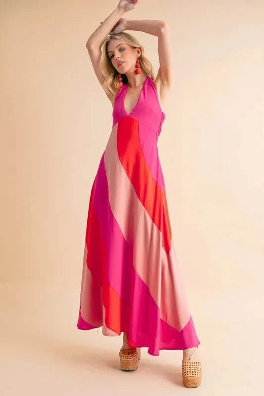 Aemi+Co Color Block Sleeveless Maxi Dress - Fashorio
