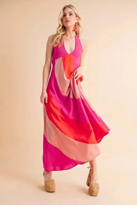 Aemi+Co Color Block Sleeveless Maxi Dress - Fashorio