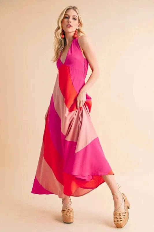 Aemi+Co Color Block Sleeveless Maxi Dress - Fashorio