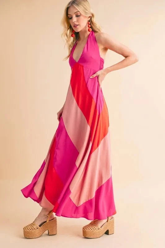Aemi+Co Color Block Sleeveless Maxi Dress - Fashorio