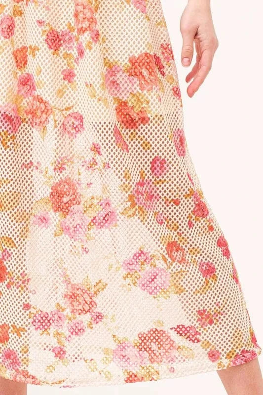 And The Why Fish-Net Floral Printed Midi Dress - Fashorio