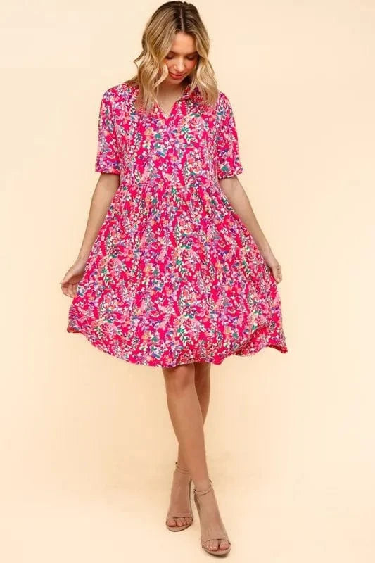 Fashorio dresses Haptics Johnny Collar Babydoll Dress with Side Pockets