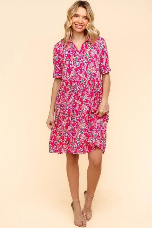 Fashorio dresses Haptics Johnny Collar Babydoll Dress with Side Pockets