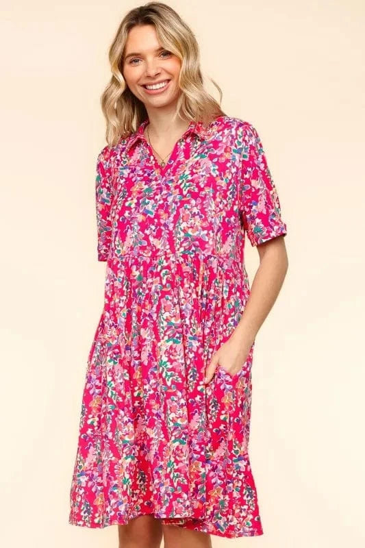 Fashorio dresses Haptics Johnny Collar Babydoll Dress with Side Pockets