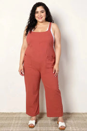 Fashorio Dresses Orange-Red / S Perfee Wide Leg Overalls with Front Pockets