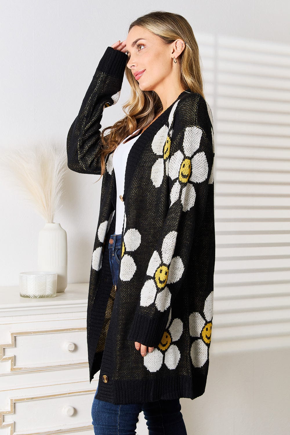 Fashorio Dresses Perfee Floral Button Down Longline Cardigan