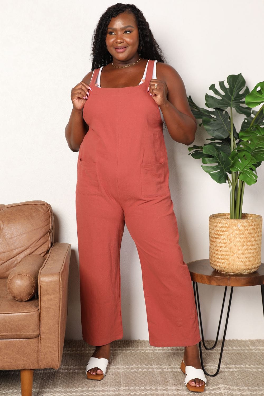 Fashorio Dresses Perfee Wide Leg Overalls with Front Pockets