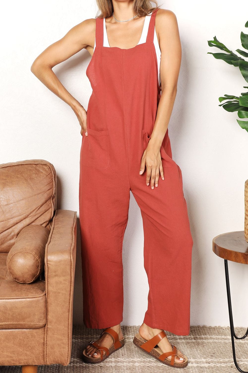 Fashorio Dresses Perfee Wide Leg Overalls with Front Pockets