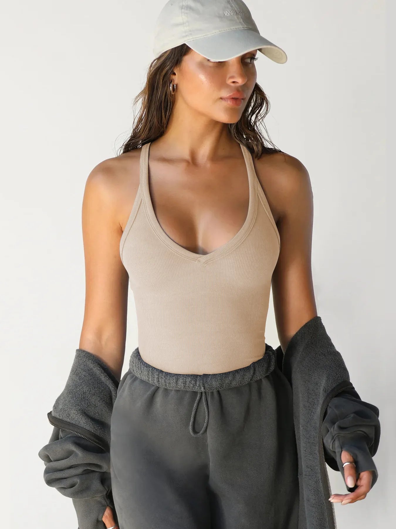 Fashorio Dust Storm / XS Ribbed V-Neck Halter Tank Top