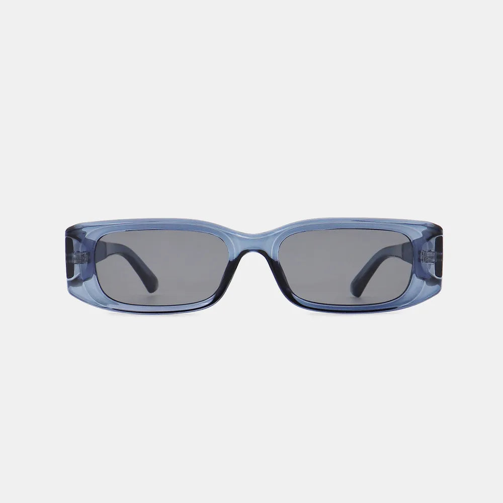 Fashorio Dusty Blue / One Size Polycarbonate Frame Rectangle Sunglasses