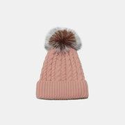 Fashorio Dusty Pink / One Size Cable Knit Winter Hat with Pompom
