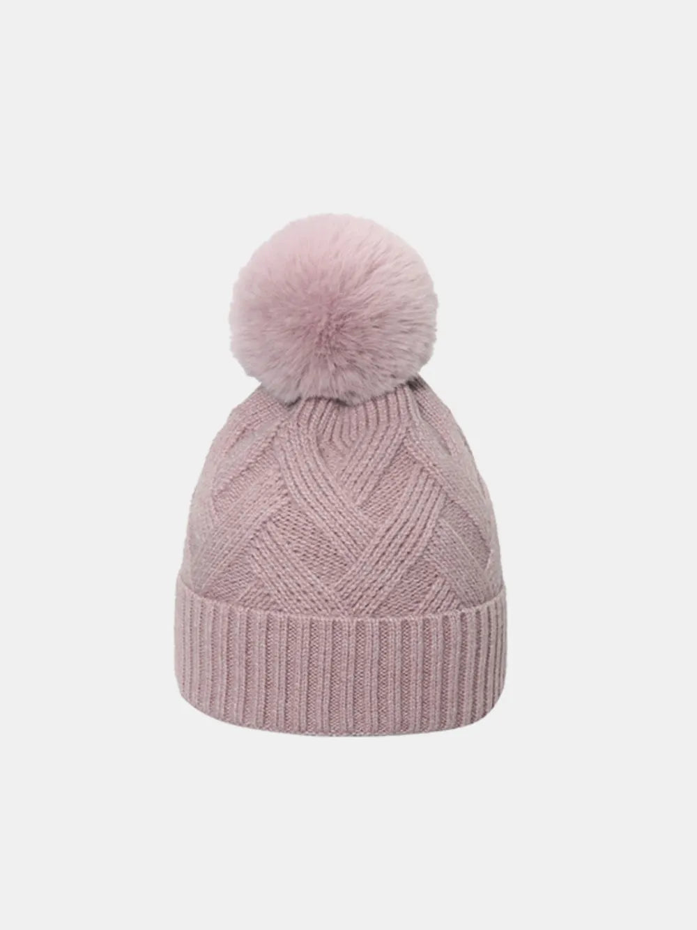 Fashorio Dusty Pink / One Size Roll Rim Hat with Pompom