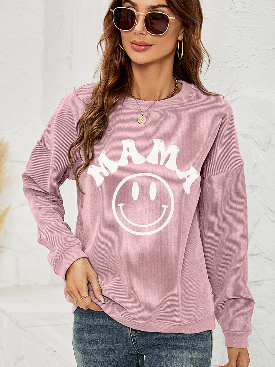Fashorio Dusty Pink / S Round Neck Long Sleeve MAMA Graphic Sweatshirt